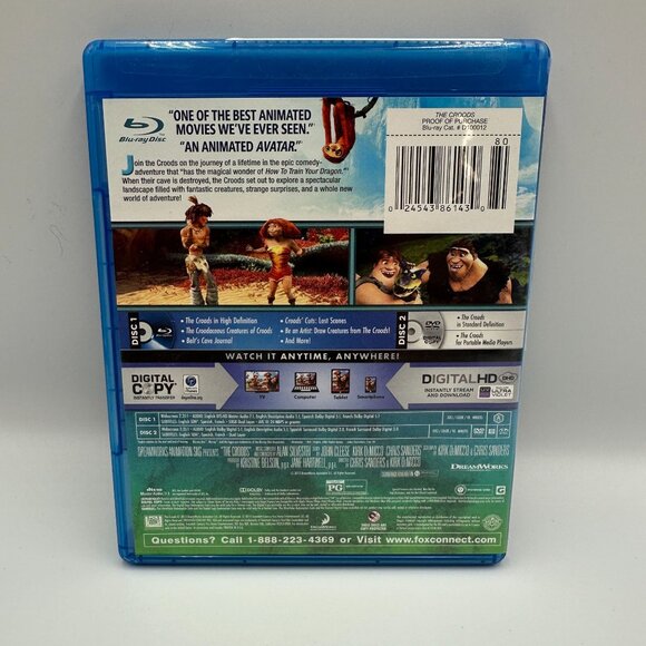 The Croods Blu Ray DVD Digital 3 Disc Dreamworks Animation Family Adventure - Picture 3 of 4